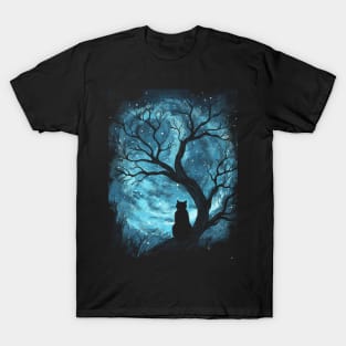 Black Cat at Night T-Shirt